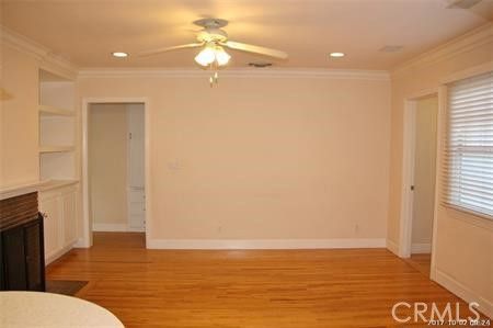 Empty room, Fireplace, Interior, Recessed Lighting, Wood Texture Flooring