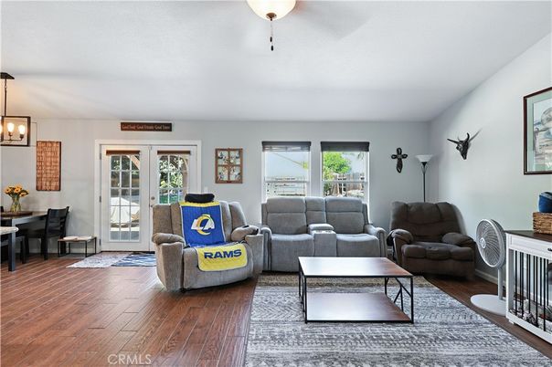 Dining room, Interior, Living room, Pendant Lights, Wood Texture Flooring
