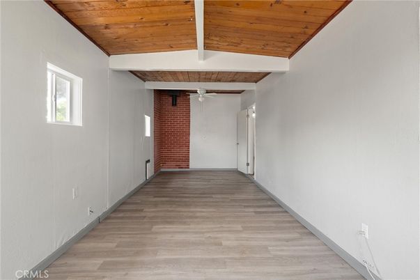 Empty room, Interior, Stone Walls, Wooden Ceilings, Wood Texture Flooring