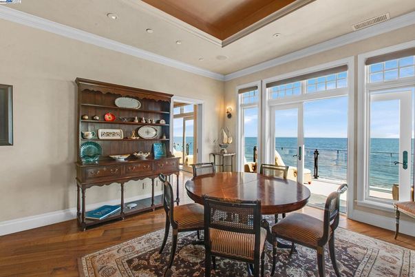 Dining room, Interior, Recessed Lighting, Water, Wood Texture Flooring