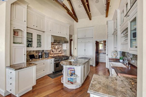 Interior, Kitchen, Stainless Steel Appliances, Wooden Beams, Wood Texture Flooring
