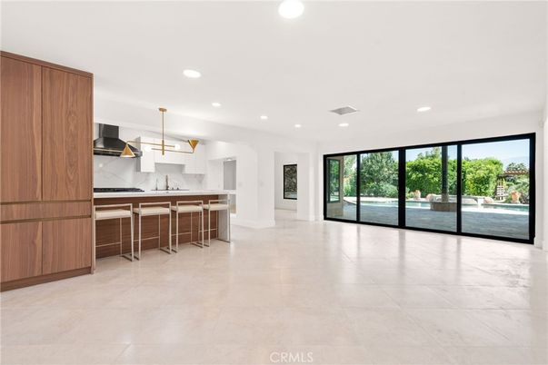 Interior, Kitchen, Marble Walls, Pendant Lights, Recessed Lighting