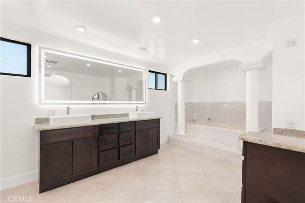 Bathroom, Dual Sink Vanities, Glass Shower, Interior, Recessed Lighting