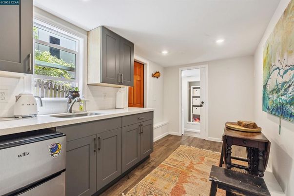 Interior, Kitchen, Recessed Lighting, Wood Texture Flooring