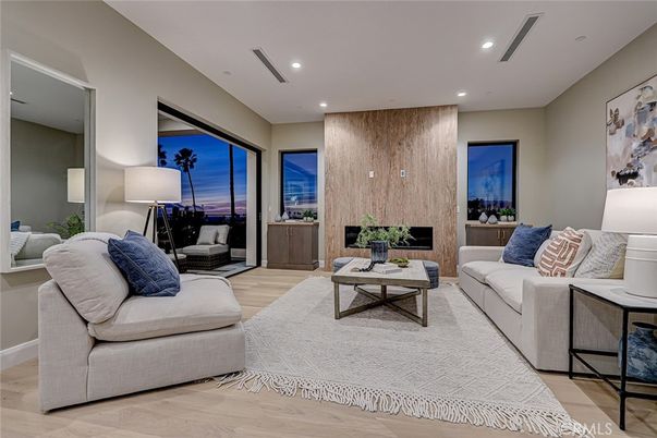 Fireplace, Interior, Living room, Recessed Lighting, Wood Texture Flooring, Wooden Walls