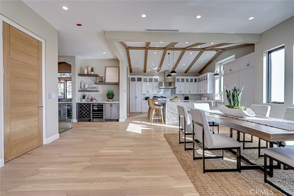 Dining room, Interior, Kitchen, Recessed Lighting, Wood Texture Flooring