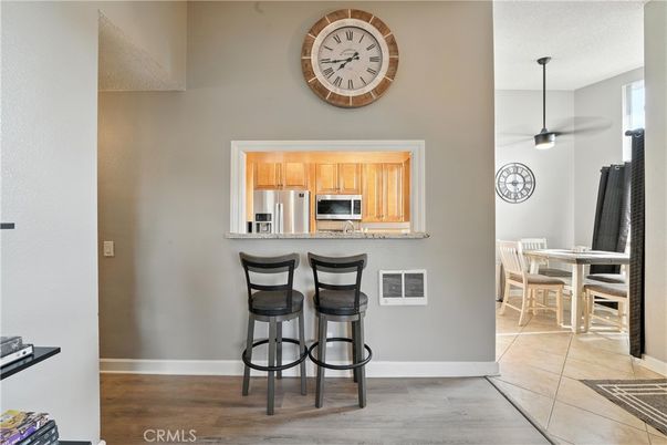 Dining room, Interior, Kitchen, Stainless Steel Appliances, Wood Texture Flooring