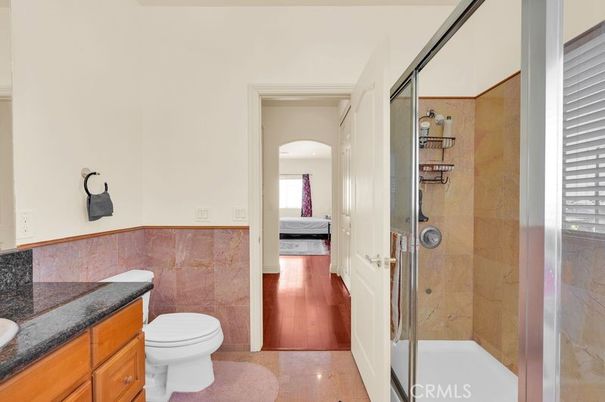Bathroom, Glass Shower, Interior, Wood Texture Flooring