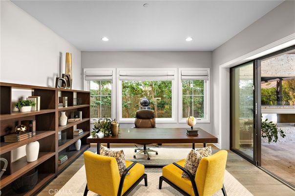 Home Office, Interior, Recessed Lighting, Wood Texture Flooring