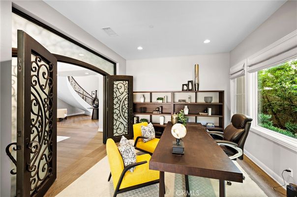 Home Office, Interior, Recessed Lighting, Wood Texture Flooring