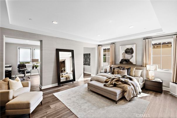 Bedroom, Home Office, Interior, Living room, Recessed Lighting, Wood Texture Flooring