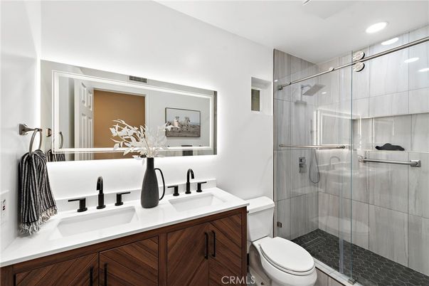 Bathroom, Glass Shower, Interior, Recessed Lighting