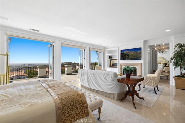 Bedroom, Chandelier, Fireplace, Interior, Recessed Lighting