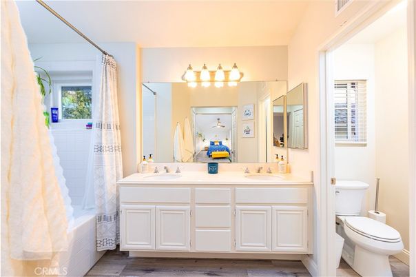 Bathroom, Dual Sink Vanities, Interior, Wood Texture Flooring
