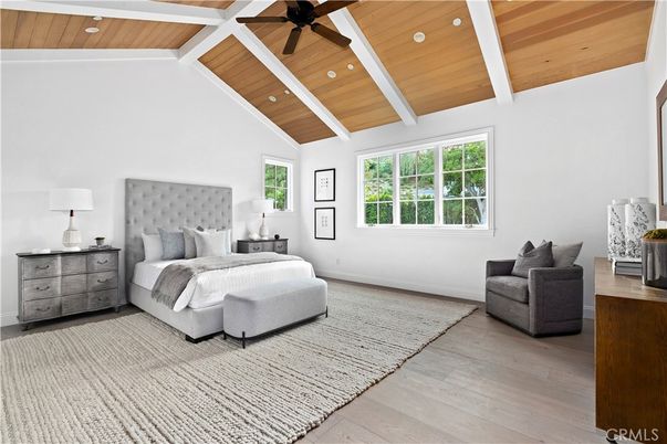 Bedroom, Interior, Recessed Lighting, Wooden Ceilings, Wood Texture Flooring