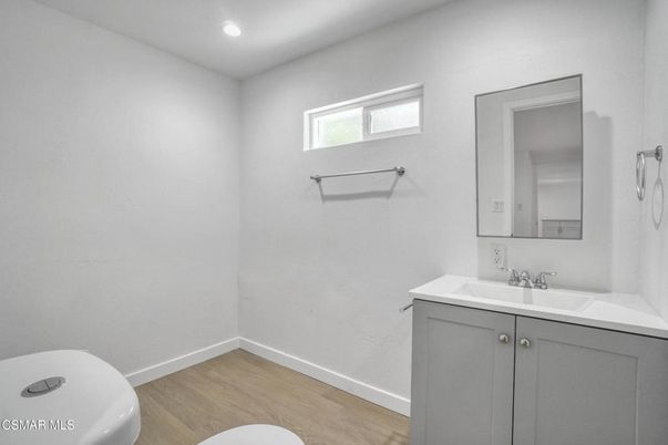 Bathroom, Interior, Recessed Lighting, Wood Texture Flooring