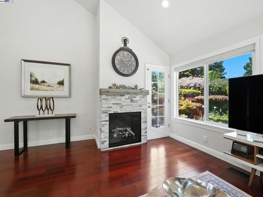 Fireplace, Interior, Recessed Lighting, Wood Texture Flooring