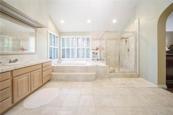 Bathroom, Glass Shower, Interior, Recessed Lighting, Tile Countertops