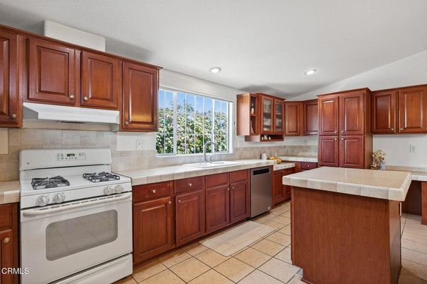 Interior, Kitchen, Recessed Lighting, Stainless Steel Appliances, Tile Countertops