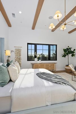 Bedroom, Interior, Recessed Lighting, Wooden Beams