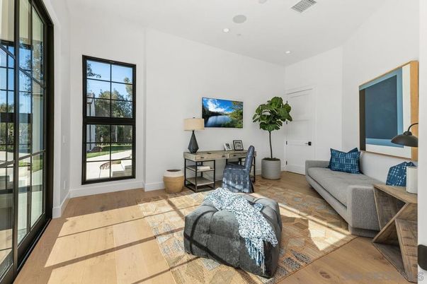 Home Office, Interior, Recessed Lighting, Wood Texture Flooring