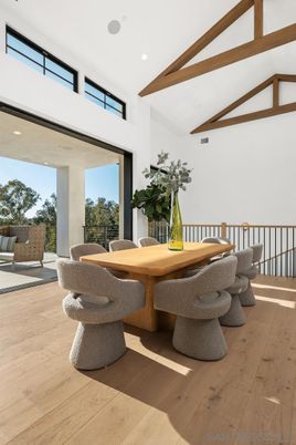 Dining room, Interior, Recessed Lighting, Wooden Beams, Wood Texture Flooring