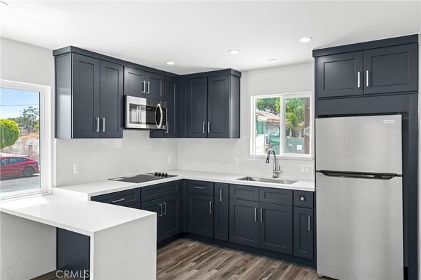 Interior, Kitchen, Recessed Lighting, Wood Texture Flooring