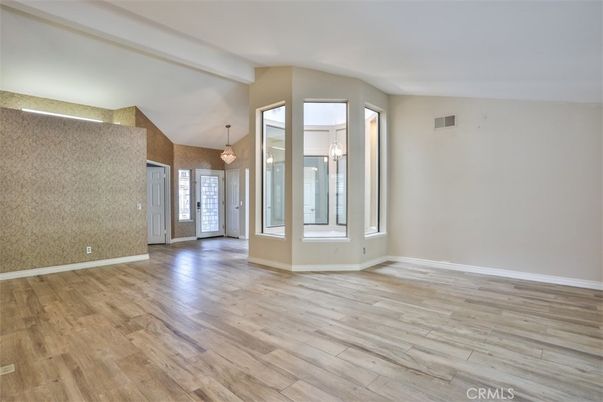 Empty room, Interior, Pendant Lights, Wood Texture Flooring