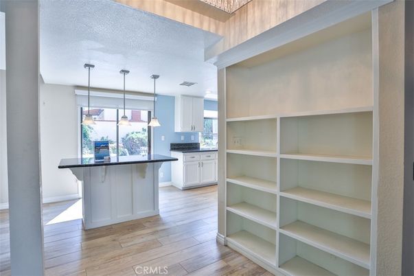 Interior, Kitchen, Pendant Lights, Wood Texture Flooring