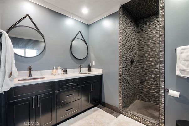 Bathroom, Dual Sink Vanities, Glass Shower, Interior, Recessed Lighting