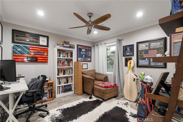 Home Office, Interior, Recessed Lighting, Wood Texture Flooring