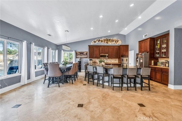 Dining room, Interior, Kitchen, Pendant Lights, Recessed Lighting, Stainless Steel Appliances
