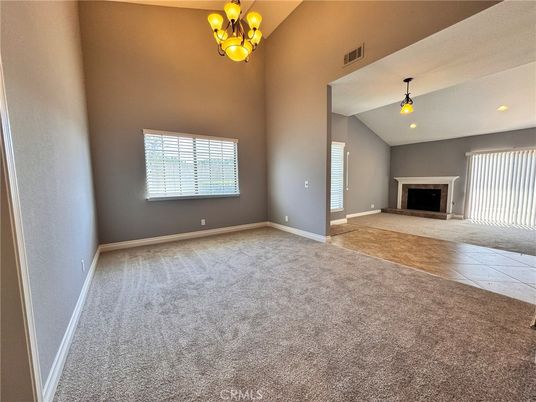 Chandelier, Empty room, Fireplace, Interior, Recessed Lighting