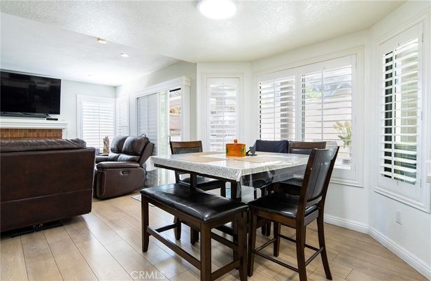 Dining room, Interior, Recessed Lighting, Wood Texture Flooring