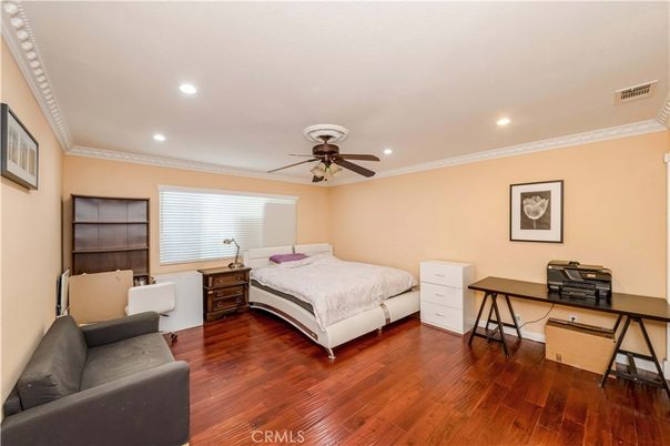 Bedroom, Home Office, Interior, Recessed Lighting, Wood Texture Flooring