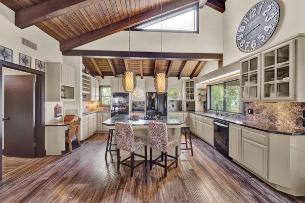 Interior, Kitchen, Pendant Lights, Wooden Beams, Wooden Ceilings, Wood Texture Flooring