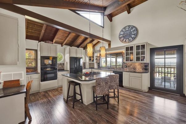 Interior, Kitchen, Pendant Lights, Wooden Beams, Wooden Ceilings, Wood Texture Flooring