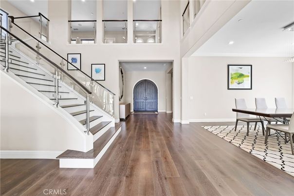 Dining room, Interior, Recessed Lighting, Wood Texture Flooring
