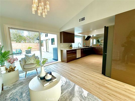 Interior, Kitchen, Pendant Lights, Wood Texture Flooring