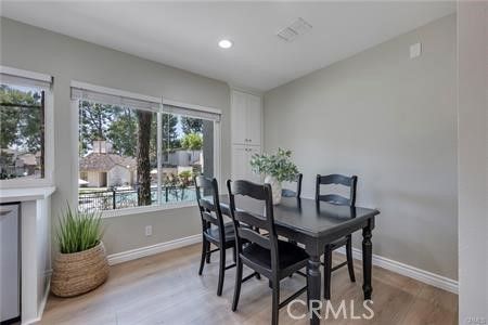 Dining room, Interior, Recessed Lighting, Wood Texture Flooring