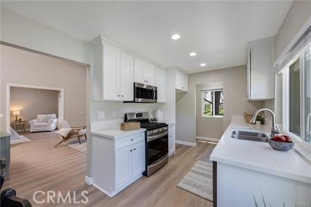 Interior, Kitchen, Living room, Recessed Lighting, Stainless Steel Appliances, Wood Texture Flooring