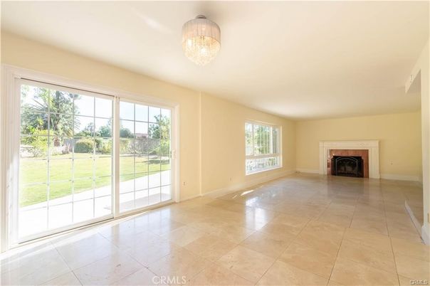 Chandelier, Empty room, Fireplace, Interior