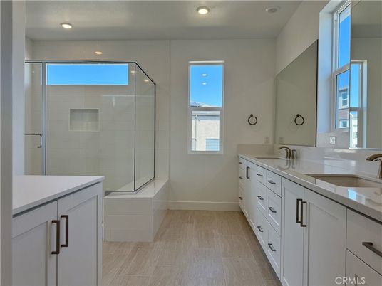Bathroom, Dual Sink Vanities, Glass Shower, Interior, Recessed Lighting
