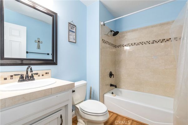 Bathroom, Interior, Tile Countertops, Wood Texture Flooring