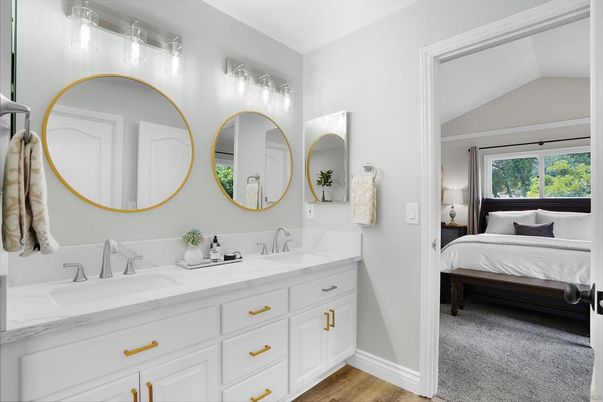 Bathroom, Bedroom, Dual Sink Vanities, Interior, Wood Texture Flooring