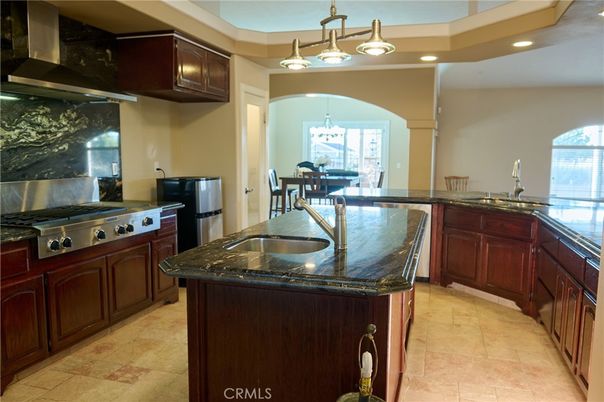 Chandelier, Dining room, Interior, Kitchen, Recessed Lighting, Stainless Steel Appliances