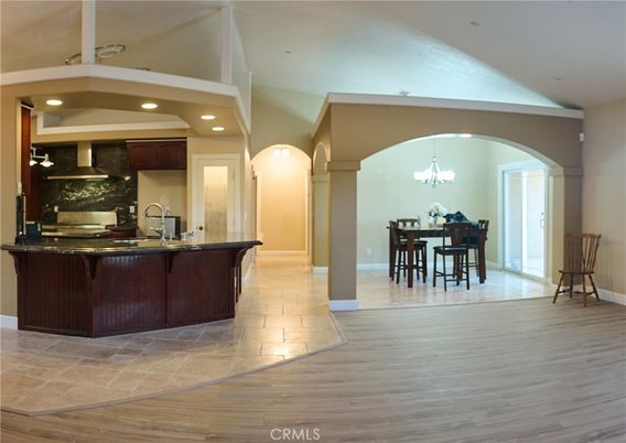 Chandelier, Dining room, Interior, Recessed Lighting, Wood Texture Flooring