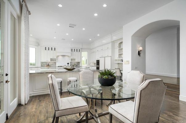 Dining room, Interior, Kitchen, Recessed Lighting, Wood Texture Flooring
