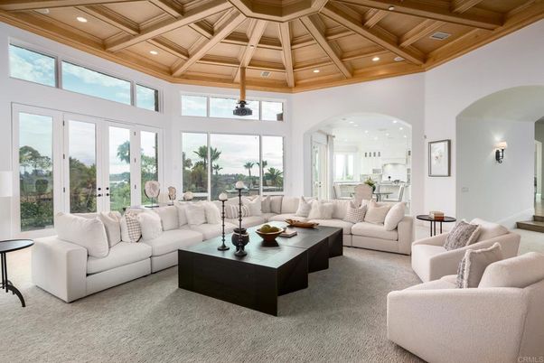 Interior, Living room, Pendant Lights, Recessed Lighting, Wooden Beams, Wooden Ceilings