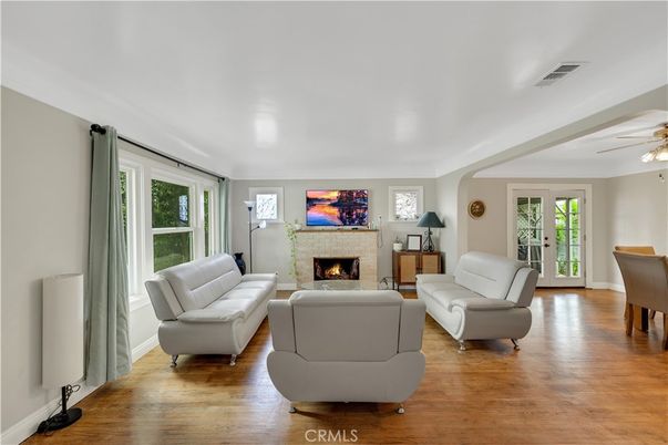 Dining room, Fireplace, Interior, Living room, Wood Texture Flooring